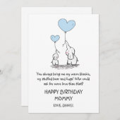 Happy Birthday mammie Elephants Cute (Voorkant / Achterkant)