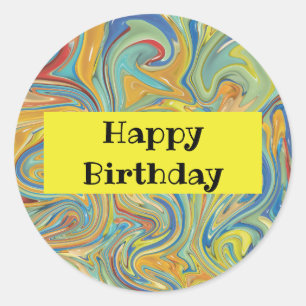 Happy Birthday Marble Stickers
