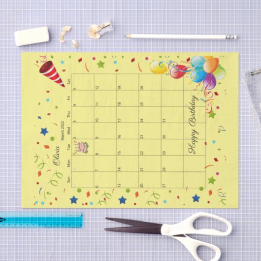 Happy Birthday March 2022 Weefselpapier Tissuepapier (Craft)