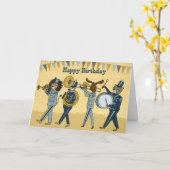Happy Birthday - Marching Band Dierlijke Illustrat Kaart (Gele Bloem)