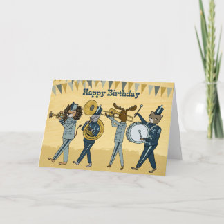 Happy Birthday - Marching Band Dierlijke Illustrat Kaart