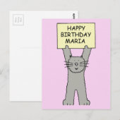 Happy Birthday Maria Cartoon Cat Briefkaart (Voorkant / Achterkant)