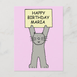 Happy Birthday Maria Cartoon Cat Briefkaart