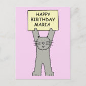 Happy Birthday Maria Cartoon Cat Briefkaart (Voorkant)