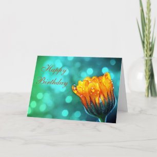 Happy Birthday Marigold op Blauwgroen Kaart