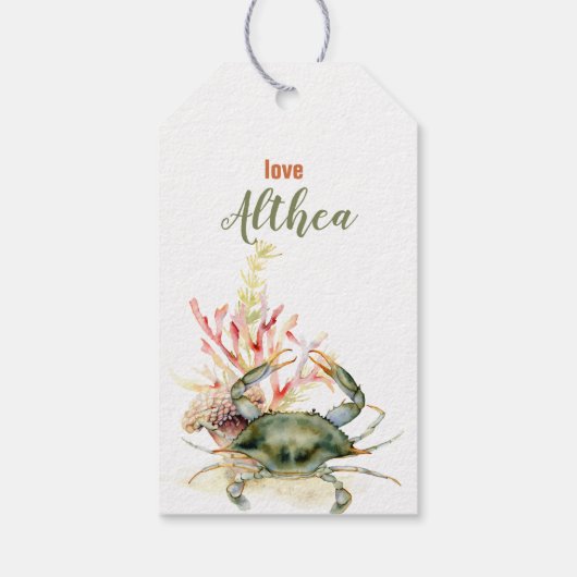 Happy Birthday, Marine Life, Crab, Beach Coastal Cadeaulabel (Achterkant)
