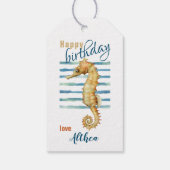Happy Birthday, Marine Life Seahorse Beach Coastal Cadeaulabel (Achterkant)