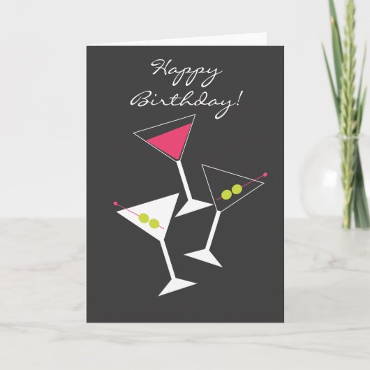 Happy Birthday Martini Glass Wenskaart Kaart (Voorkant)