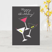 Happy Birthday Martini Glass Wenskaart Kaart (Gele Bloem)