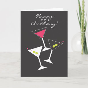 Happy Birthday Martini Glass Wenskaart Kaart