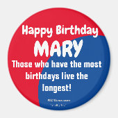 Happy Birthday MARY Refkoelkast Magnet (Voorkant)