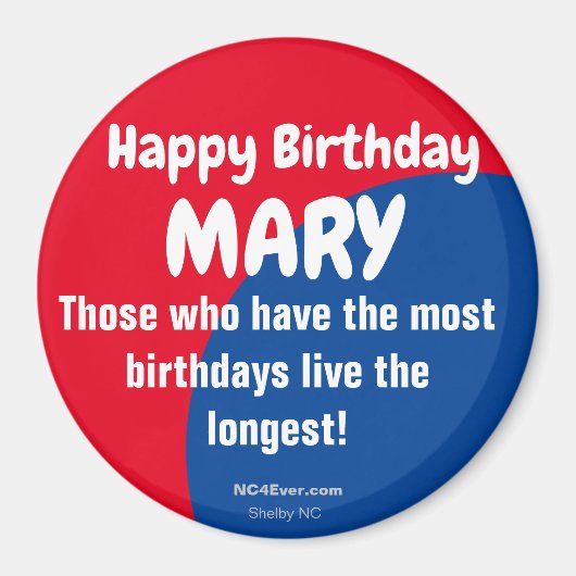 Happy Birthday MARY Refkoelkast Magnet (Voorkant)