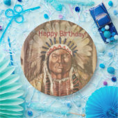 Happy Birthday Masculine Sitting Bull Papieren Bordje (Feest)