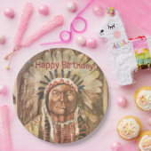 Happy Birthday Masculine Sitting Bull Papieren Bordje (Feest)