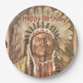 Happy Birthday Masculine Sitting Bull Papieren Bordje (Voorkant)