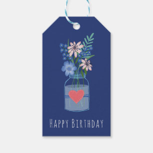 Happy Birthday Masons Jar Floral Cadeaulabel