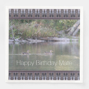 Happy Birthday Mate Designer Duck Paper Napkins Servet