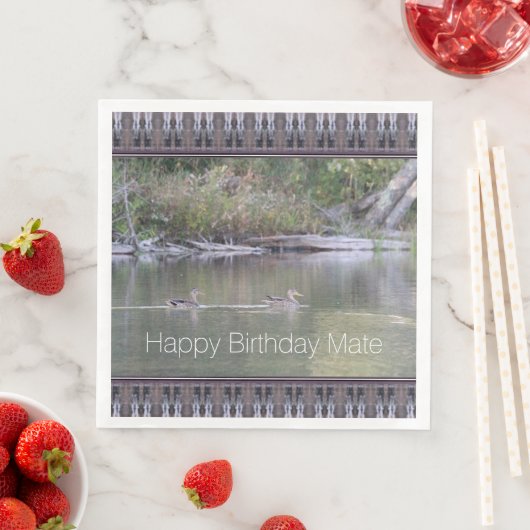 Happy Birthday Mate Designer Duck Paper Napkins Servet (Insitu)