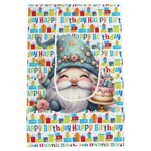 Happy Birthday Medium Cadeauzakje (Achterkant)