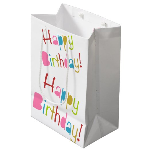 Happy Birthday Medium Cadeauzakje (Voorkant Gekanteld)