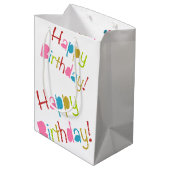 Happy Birthday Medium Cadeauzakje (Achterkant Gekanteld)