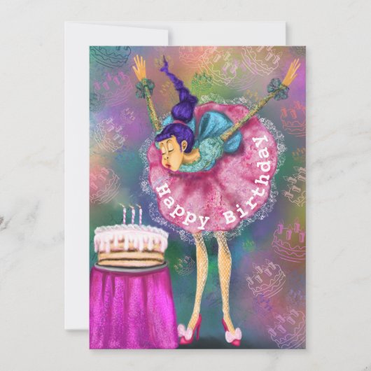 Happy Birthday - meisje dat kaarsen uitblaast - gr (Voorkant)