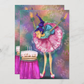 Happy Birthday - meisje dat kaarsen uitblaast - gr (Voorkant / Achterkant)