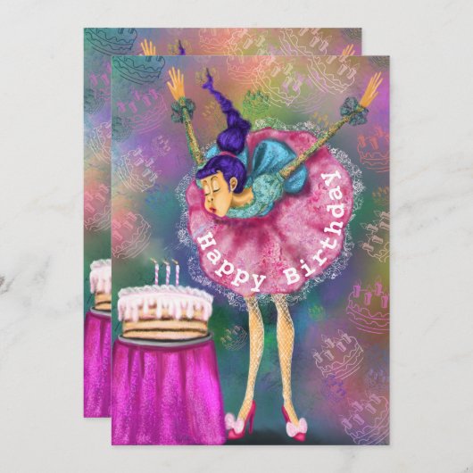 Happy Birthday - meisje dat kaarsen uitblaast - gr (Voorkant / Achterkant)