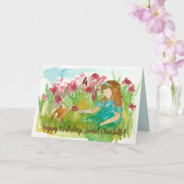 Happy Birthday Meisje Kitten Aangepaste Leeftijd N Kaart