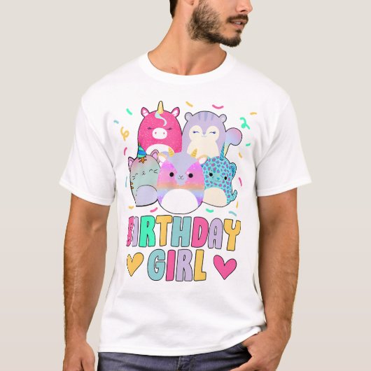 Happy Birthday Meisje Squish Squad Mallow Meisjes  T-shirt (Voorkant)
