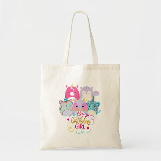 Happy Birthday Meisje Squish Squad Mallow Meisjes  Tote Bag (Voorkant)