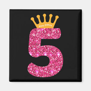 Happy Birthday, Meisjes 5th Party 5 Years Old Bday Magneet