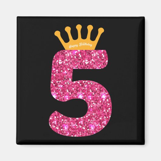 Happy Birthday, Meisjes 5th Party 5 Years Old Bday Magneet (Voorkant)