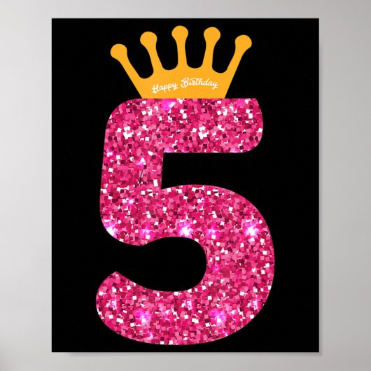 Happy Birthday, Meisjes 5th Party 5 Years Old Bday Poster (Voorkant)