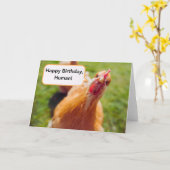 Happy Birthday Menselijk Bruin Kip Hen Close-up Kaart (Gele Bloem)