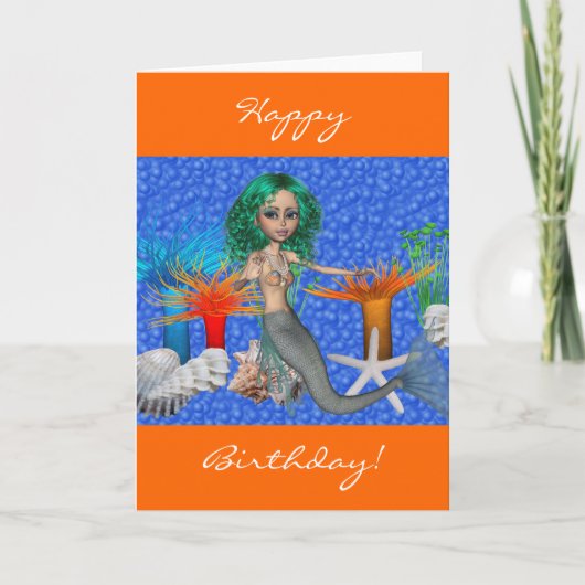 Happy Birthday Mermaid Card Kaart (Voorkant)