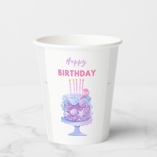 Happy Birthday Mermaid Cup Papieren Bekers (Voorkant)