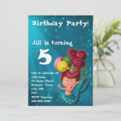 Happy Birthday Mermaid Invitation Kaart (Staand voorkant)