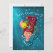 Happy Birthday Mermaid Invitation Kaart (Achterkant)