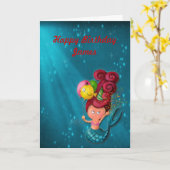 Happy Birthday Mermaid Kaart (Gele Bloem)