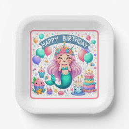 Happy Birthday Mermaid Papieren Bordje