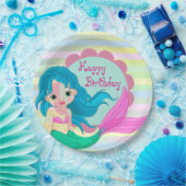 Happy Birthday Mermaid Papieren Bordje (Feest)