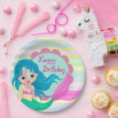 Happy Birthday Mermaid Papieren Bordje (Feest)