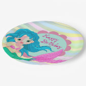 Happy Birthday Mermaid Papieren Bordje (Gekanteld)