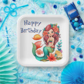 Happy Birthday Mermaid Papieren Bordje (Feest)