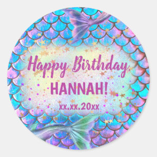 Happy Birthday mermaid Ronde Sticker