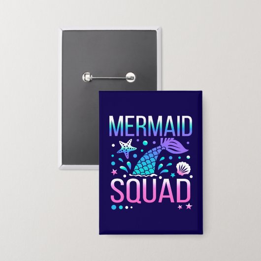 Happy Birthday Mermaid Squad-68296 Button (Voorkant / Achterkant)