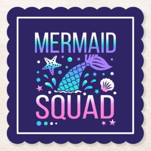 Happy Birthday Mermaid Squad-68296 Kartonnen Onderzetters
