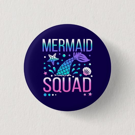 Happy Birthday Mermaid Squad-68296 Ronde Button 3,2 Cm (Voorkant)