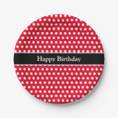 Happy Birthday Message Schattige Polka Dot rood &  Papieren Bordje (Voorkant)